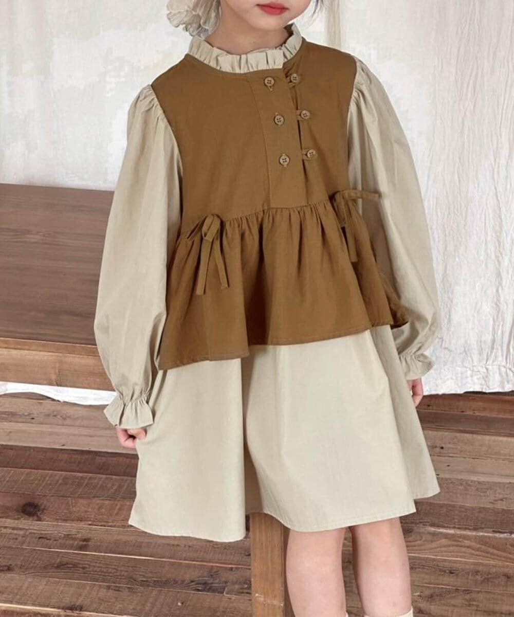 【aimoha KIDS】配色フレアワンピース