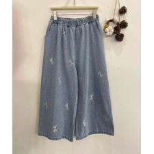 刺繍デニムイージーパンツ