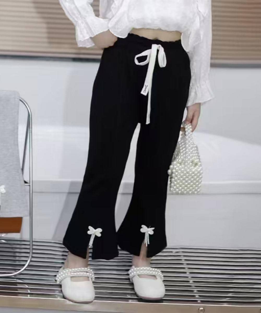 【aimoha-KIDS-】リボン付きフレアパンツ