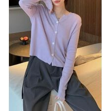 【aimoha】Vネックベーシックニットカーディガン