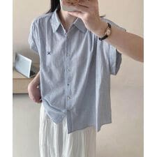 【aimoha】ワンポイント刺繍入りシャツ