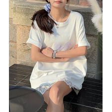 【aimoha】立体リボンモチーフプリントTシャツ