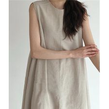 【aimoha】Aラインノースリーブロングワンピース