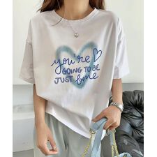 ハートロゴプリントTシャツ