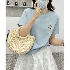ワンポイント犬刺繍Tシャツ