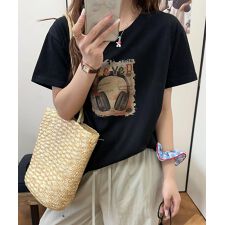 ヘッドホンフォトプリントTシャツ