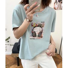 ヘッドホンフォトプリントTシャツ