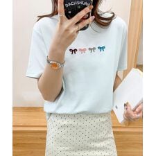 マルチカラーリボン刺繍Tシャツ