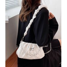 ギャザーリボン＆チェーン付きミニバッグ