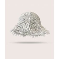 フリンジ付きクロシェ編みバケットハット