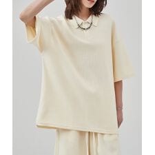 【GENXDER】ワッフルスリットポロ風Tシャツ