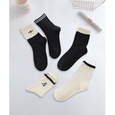 【MOSOX】ガーリー配色デザインコットン混ソックス