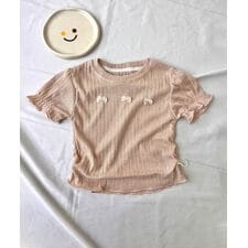 【aimoha-KIDS-】リボンポイントフリルTシャツ