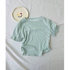 【aimoha-KIDS-】リボンポイントフリルTシャツ