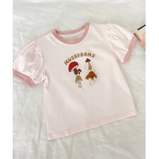 【aimoha-KIDS-】キッズ きのこプリントTシャツ