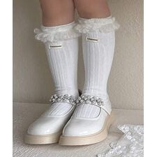 【aimoha-KIDS-】フリル付きリブキッズソックス