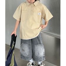 【aimoha-KIDS-】キッズ カジュアルベーシック半袖シャツ