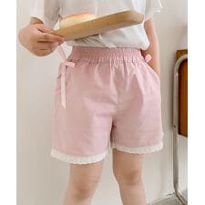 【aimoha-KIDS-】リボン＆レース＆ハート付きショートパンツ