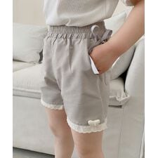 【aimoha-KIDS-】リボン＆レース＆ハート付きショートパンツ