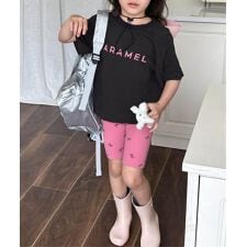 【aimoha-KIDS-】ロゴプリントコットンTシャツ