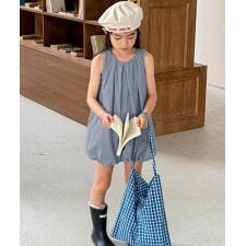 【aimoha-KIDS-】ギャザー入りバルーンロンパース