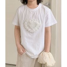 【aimoha-KIDS-】キッズ　立体刺繍　ローズTシャツ