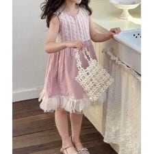 【aimoha-KIDS-】キッズノースリーブ姫ワンピース