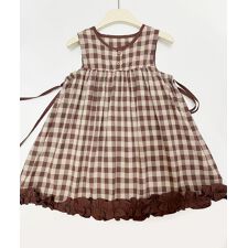 【aimoha-KIDS-】キッズ　ノースリーブチェック柄ワンピース