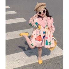 【aimoha-KIDS-】韓国子供服　かわいい大き襟ワンピース