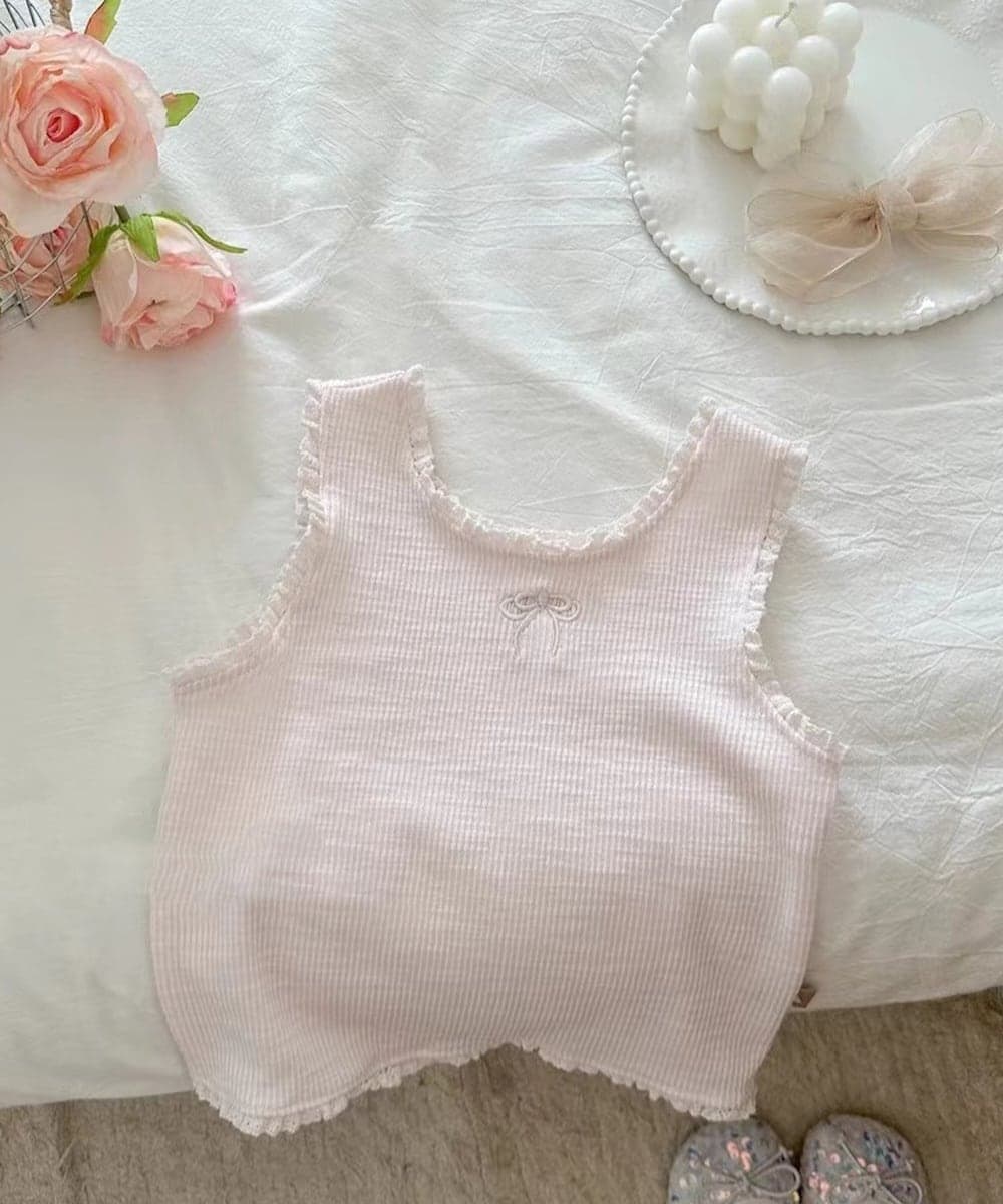 【aimoha-KIDS-】リボン刺繍タンクトップ