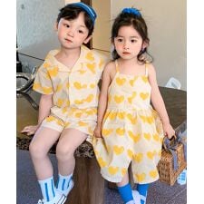 【aimoha-KIDS-】ハート柄セットアップ