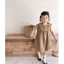 aimoha-KIDS- 韓国子供服　コットン無地ワンピース