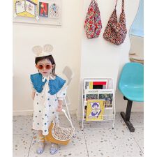 aimoha-KIDS- 韓国子供服　配色ビッグカラードット柄ワンピース