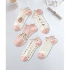 【MOSOX】ガーリーデザインレーヨン混アンクルソックス 5足セット