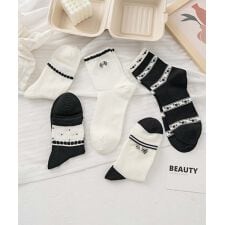 【MOSOX】ガーリーデザインレーヨン混ソックス 5足セット