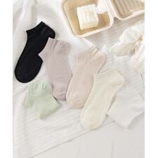 【MOSOX】無地シルク混アンクルソックス6足セット