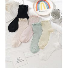 【MOSOX】シルク混メローフリルソックス