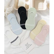 【MOSOX】ラインデザインレーヨン混カバーソックス