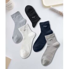 【MOSOX】ロゴ刺繍デザインレーヨン混ソックス5足セット