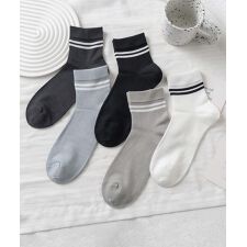 【MOSOX】ラインデザインレーヨン混ソックス5足セット