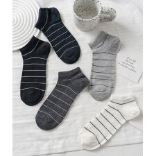 【MOSOX】ボーダー柄シルク混アンクルソックス