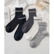 【MOSOX】ラインデザインシルク混ソックス