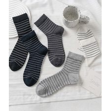 【MOSOX】シルク混細ボーダーソックス5足セット
