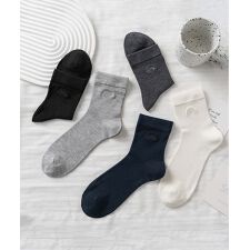 【MOSOX】ロゴ刺繍シルクブレンドソックス5足セット