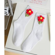 【mosox】韓国風立体花モチーフ付けソックス