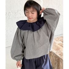 【-aimoha-KIDS-】フリル襟チェックブラウス