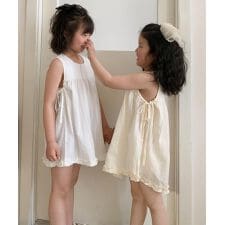 【aimoha-KIDS-】サイドリボンフリルワンピース