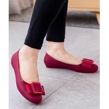 リボン付き防水フラットパンプス