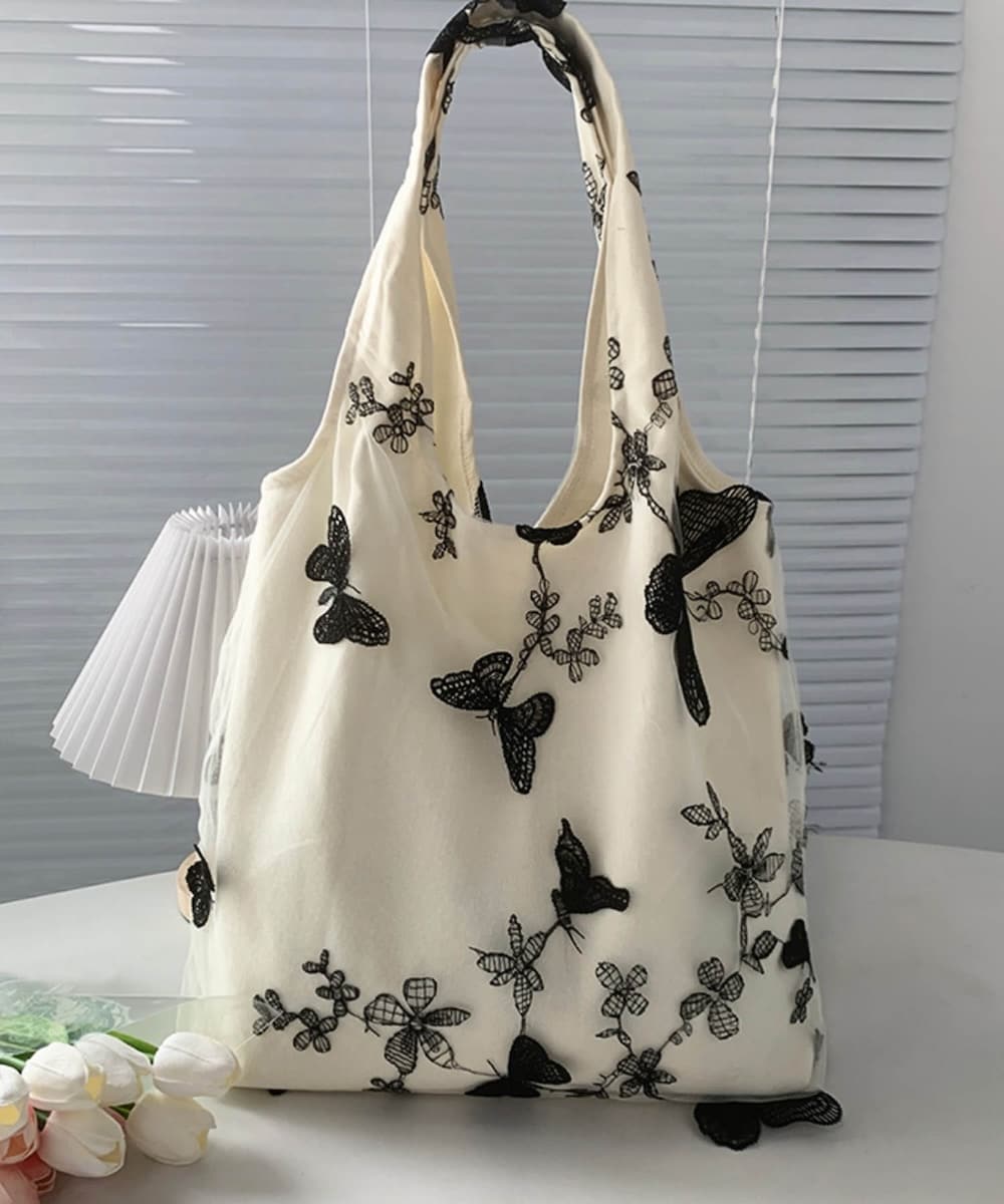 【MANGO】日本未入荷★天然素材ショルダーバッグレースディテー B.A.G.】レース刺_入りショルダーバッグ | アイモハ(aimoha