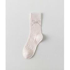 リボン付き透かし編みソックス